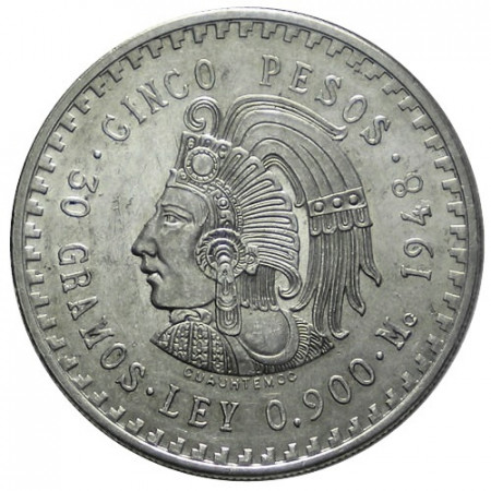 1948 * 5 pesos SPL Messico Cuauhtémoc