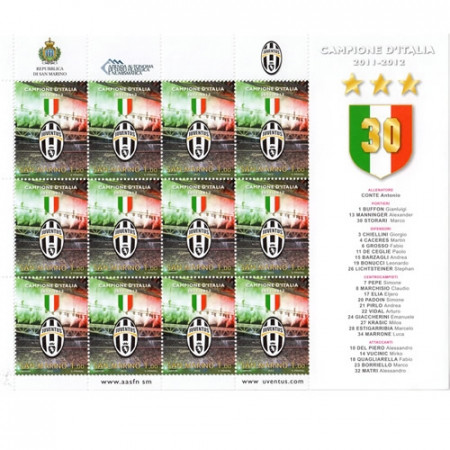 2012 * Foglietto San Marino 12 francobolli in euro Juventus 2012