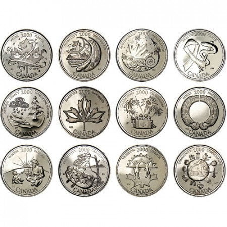 2000 * Set completo Canada 12 Quarti serie Millennium
