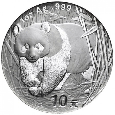 2001 * 10 Yuan d'argento 1 OZ Cina Panda