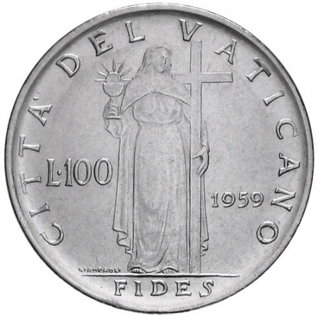 1959 * 100 Lire Vaticano Giovanni XXIII "Fides" SPL
