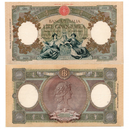 1947 * Banconota Italia Repubblica 5000 Lire "Repubbliche Marinare - Medusa" BI.782 (p85a) BB/SPL