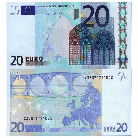 2002 X * Banconota Germania Unione Europea 20 Euro "Tipo 1 - Draghi" (p17) FDS