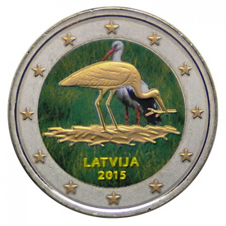 2015 * 2 Euro LETTONIA "Protezione della Cicogna Nera" Colorato