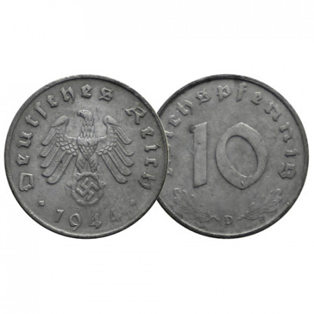 1944 D * 10 Reichspfennig GERMANIA "Terzo Reich" (KM 101) BB+