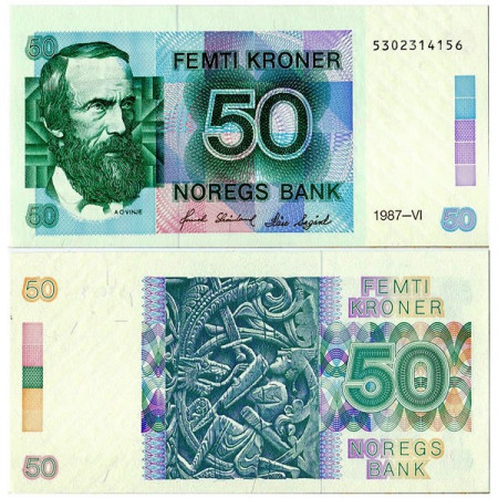 1987 * Banconota Norvegia 50 Kroner “A Olavsson Vinje” (p42d) FDS