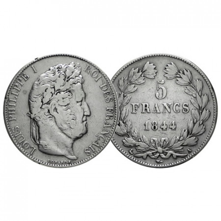 1844 A * 5 Francs Argento Francia "Domard - Luigi Filippo I" Parigi (KM 749.1) qBB