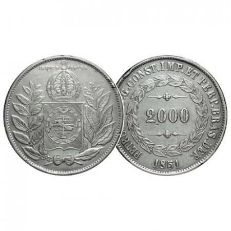 1851 * 2000 Reis Argento Brasile "Pietro II" (KM 462) BB