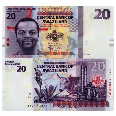 2014 * Banconota Swaziland 20 Emalangeni "King Mswati III" (p37b) FDS