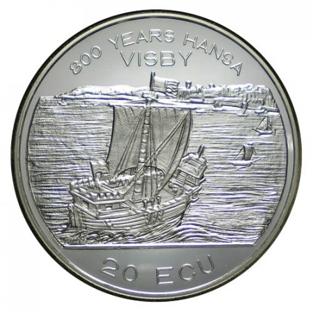1994 * 20 Ecu Argento Svezia "800° Anniversario Porto di Visby" (X 18) PROOF