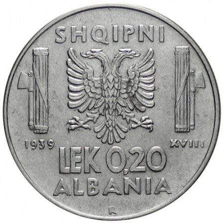 1939 XVIII * 0,20 Lek Albania "Vittorio Emanuele III" Occupazione Italiana - Magnetica (KM 29) SPL+
