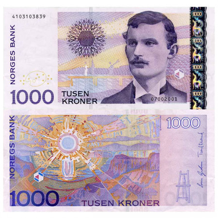 2001 * Banconota Norvegia 1000 Kroner “Edvard Munch” (p52a) FDS