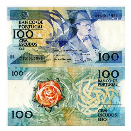 1988 * Banconota 100 Escudos Portogallo "Fernando Pessoa" (p179f) FDS