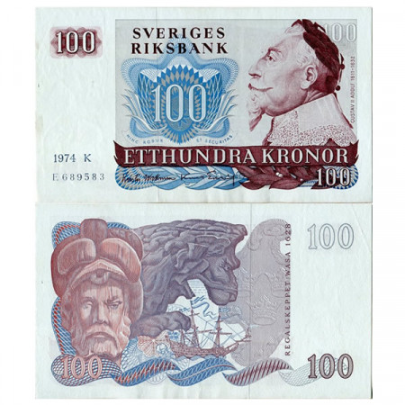 1974 * Banconota Svezia 100 Kronor “King Gustav II Adolf” (p54b) SPL+