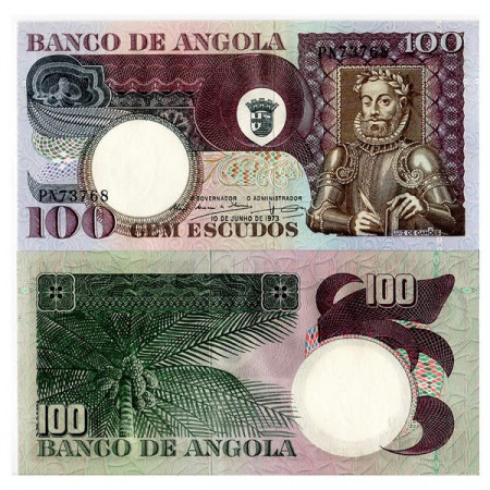 1973 * Banconota Angola 100 Escudos "Luís de Camoes" (p106) FDS