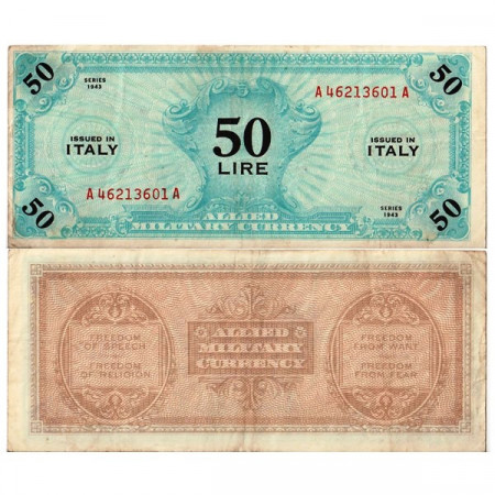 1943 FLC (F) * Banconota Italia 50 AM Lire "Occupazione Americana" Italiano A.1116 (pM14a) BB