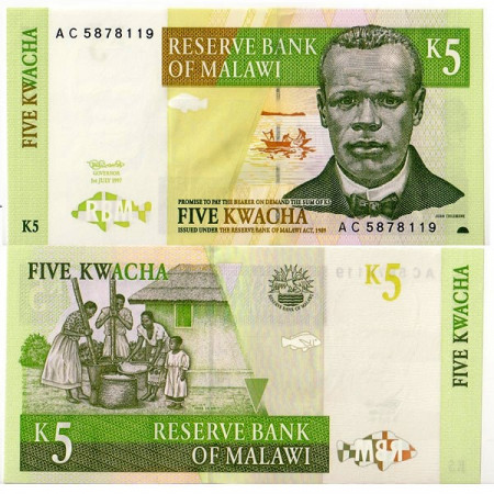 1997 * Banconota Malawi 5 Kwacha "J Chilembwe" (p36a) FDS