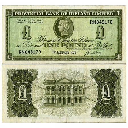 1972 * Banconota Irlanda del Nord 1 Pound "Provincial Bank" (p245) BB+