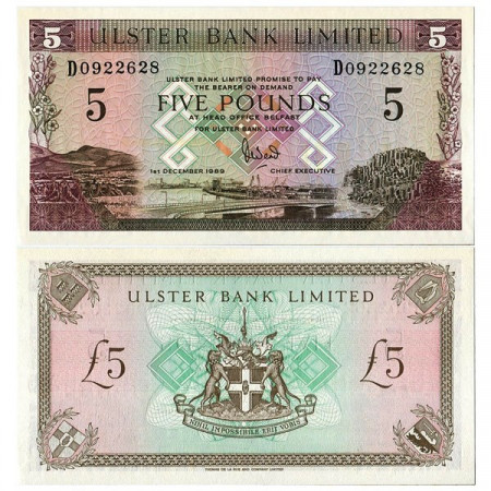 1989 * Banconota Irlanda del Nord 5 Pounds "Ulster Bank" (p331a) FDS