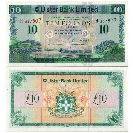 2008 * Banconota Irlanda del Nord 10 Pounds "Ulster Bank" (p341) FDS