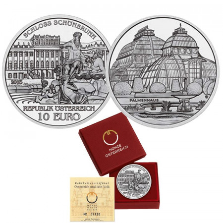 2003 * 10 Euro Argento AUSTRIA "Castelli Austriaci - Palace of Schoenbrunn" PROOF