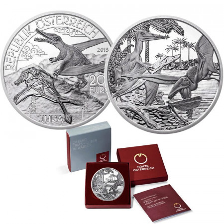 2013 * 20 Euro Argento AUSTRIA "Vita Preistorica - JURA" PROOF