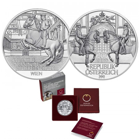 2015 * 20 Euro Argento AUSTRIA "450° Anniversario della Scuola di Equitazione Spagnola" PROOF