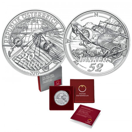 2019 * 20 Euro Argento AUSTRIA "The Advent Of Powered Flight" PROOF