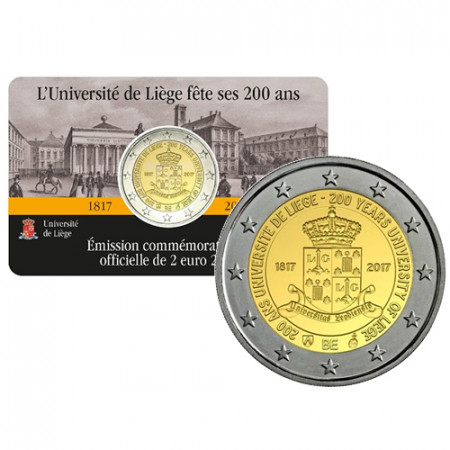 2017 * 2 Euro BELGIO "200º Anniversario dell'Università di Liegi" Lato Francese Coincard