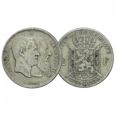 1880 * 2 Francs Argento Belgio "50° Indipendenza" (KM 39) BB