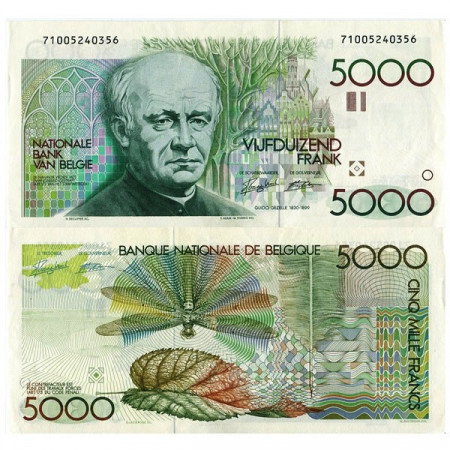 ND (1982-92) * Banconota Belgio 5000 Francs "G Gazelle" (p145a) qFDS