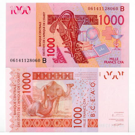 2003 B * Banconota Stati Africa Occidentale "Benin" 1000 franchi FDS