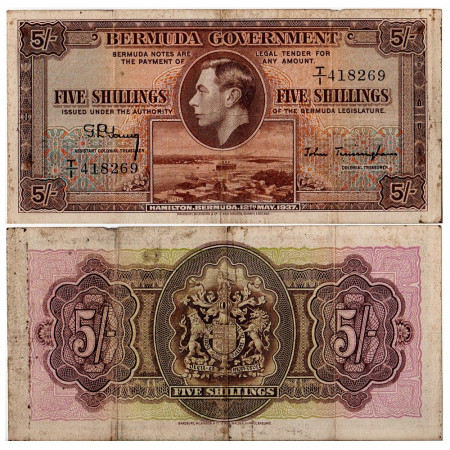 1937 * Banconota Bermuda 5 scellini MB