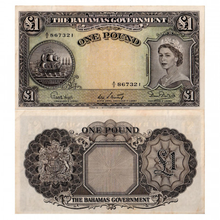 1953 * Banconota Bahamas 1 pound BB