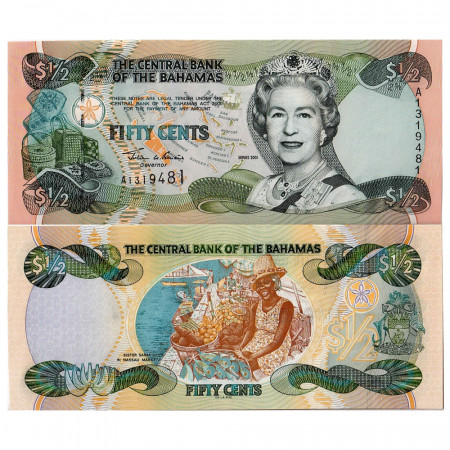 2001 * Banconota Bahamas 50 Cents " Elizabeth II" (p68) FDS