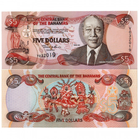 2001 * Banconota Bahamas 5 dollari FDS