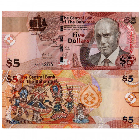 2007 * Banconota Bahamas 5 dollari FDS