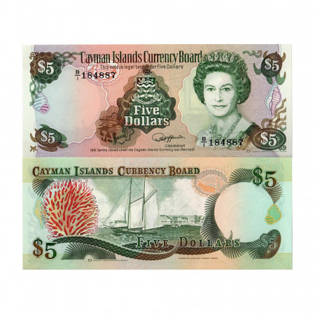 1991 * Banconota Cayman 5 Dollars “Elisabetta II” (p12a) FDS