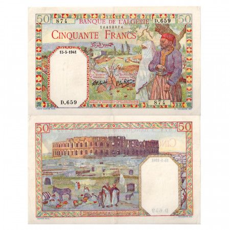 1941 * Banconota Algeria 50 Francs (p84) BB+