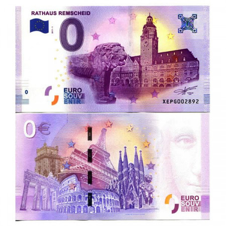 2017-1 * Banconota Souvenir Germania Unione Europea 0 Euro "Rathaus Remscheid" FDS