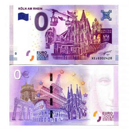 2017-3 * Banconota Souvenir Germania Unione Europea 0 Euro "Köln am Rhein" FDS