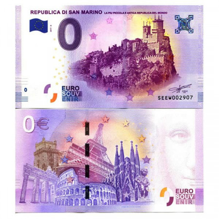 2017-6 * Banconota Souvenir Italia Unione Europea 0 Euro "Repubblica Di San Marino La Più Piccola e Antica Repubblica del  Mondo" FDS