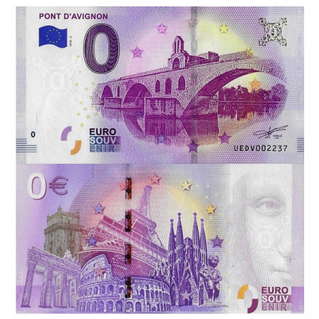 2018-4 * Banconota Souvenir Francia Unione Europea 0 Euro "Pont d'Avignon" FDS