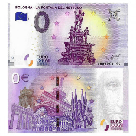 2019-1 * Banconota Souvenir Italia Unione Europea 0 Euro "Bologna - La Fontana del Nettuno" FDS
