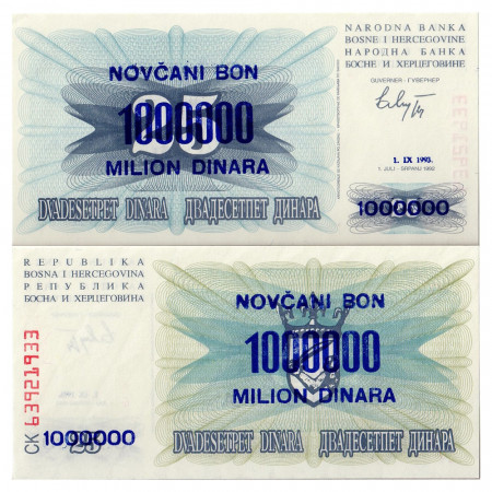 1993 (01/09) * Banconota Bosnia-Erzegovina 1 Milione - 1.000.000 Dinara "Novcani Bon" (p35a) FDS