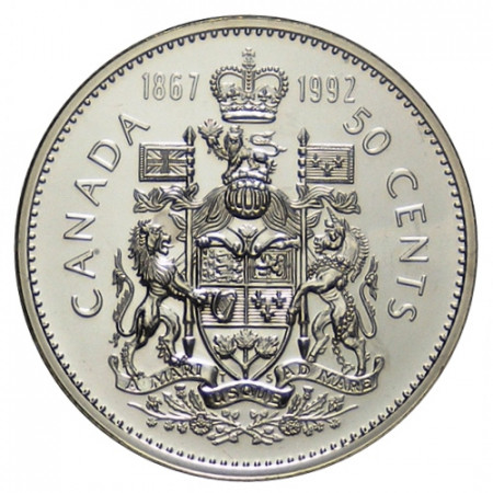 1992 * Half 1/2 Dollar (50 Cents) Canada "125th Anniversary Confederation" (KM 208) BU