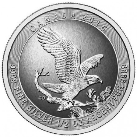 2015 * 2 Dollari Argento 1/2 OZ Canada "Bald Eagle - Aquila Testabianca"