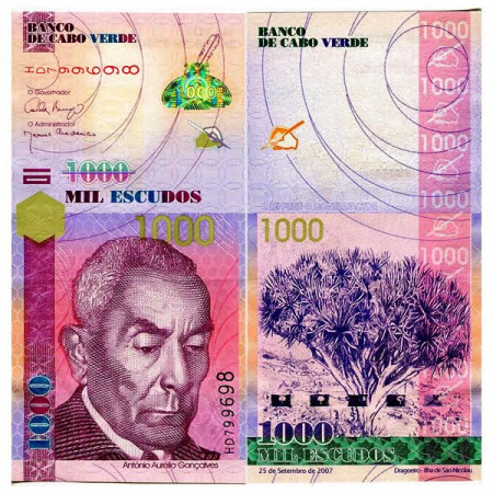2007 * Banconota Capo Verde 1000 Escudos “AA Goncalves” (p70a) FDS