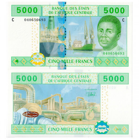 2002 C * Banconota Stati Africa Centrale "Ciad" 5000 franchi FDS