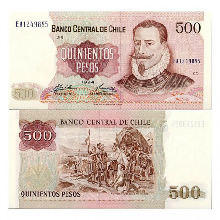 1994 * Billet Chili 500 Pesos "Pedro de Valdivia" NEUF